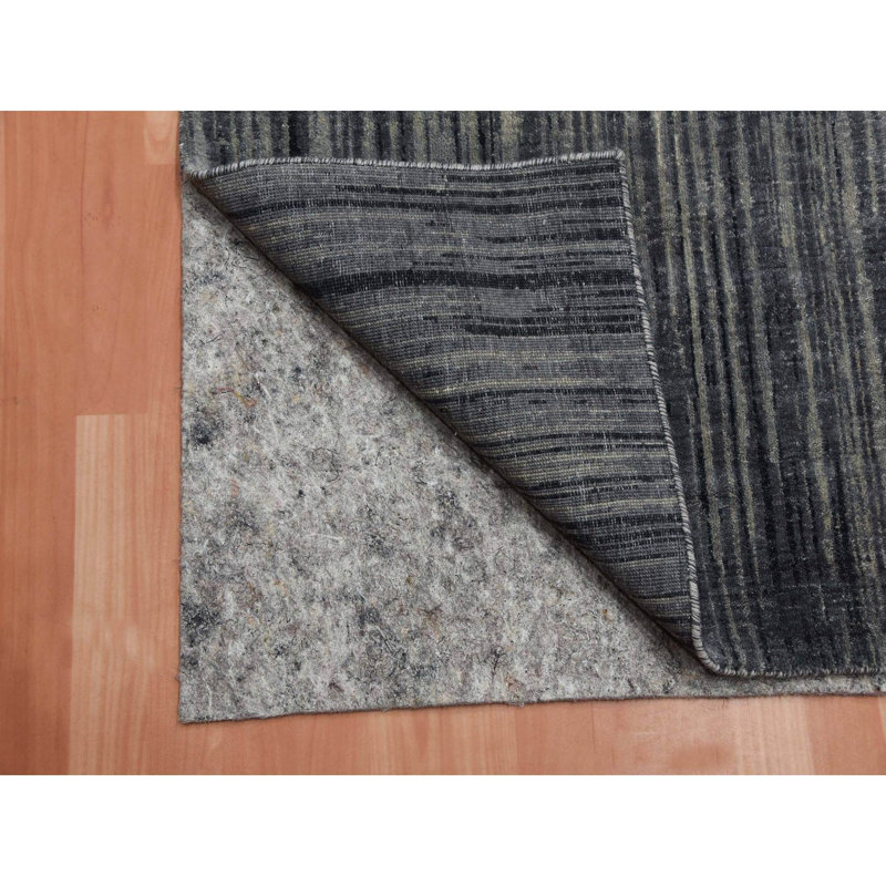 Treshad One-of-a-Kind 2'6" x 12'6" New Age Runner Cotton and Wool Area Rug in Black