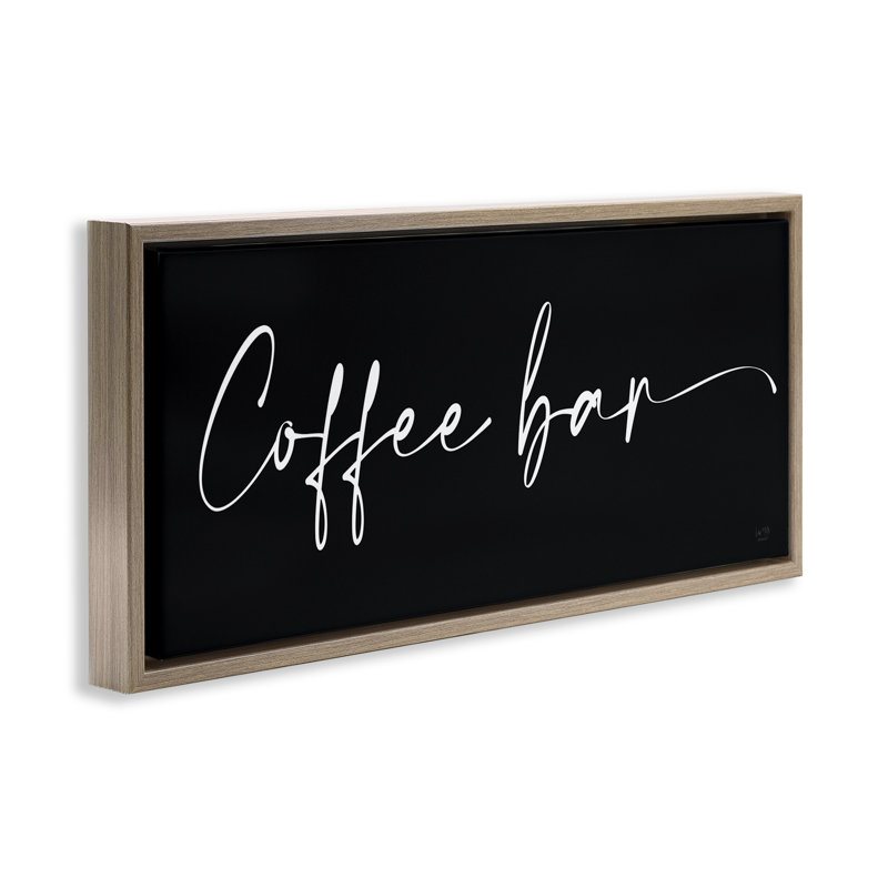 «Coffee Bar Classy Script Brown Grain», art mural sur toile flottante par Lux + Me Designs, H 11 po x l 25 po