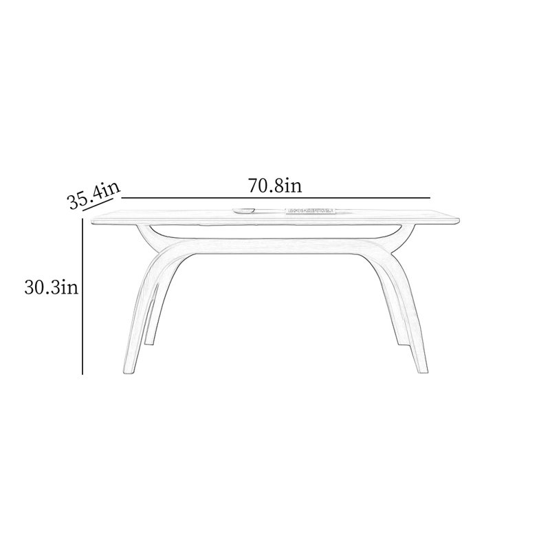 Simple Modern Rectangular Rock Slab Dining Table, 30.3"H x 70.8"L x 35.4"W