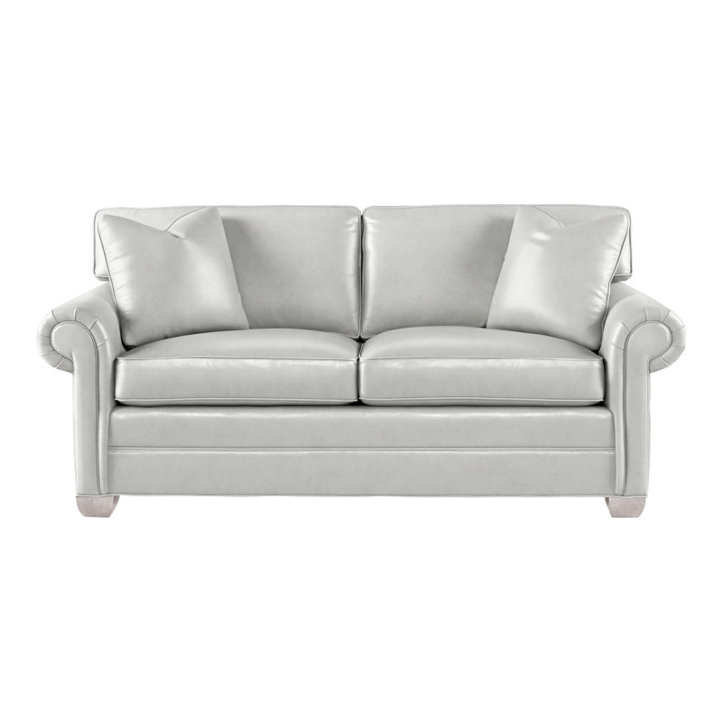 Canapé 77 po Main, Cuir véritable brun cassé Gatsby, Gris colombe