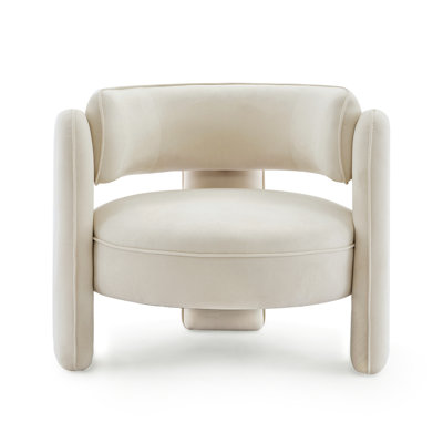 Fauteuil d'appoint confortable de style moderne du milieu du siècle, en cuir bouclé rembourré avec accoudoirs ergonomiques, idéal pour le salon, la chambre, le bureau ou un appartement, blanc cassé