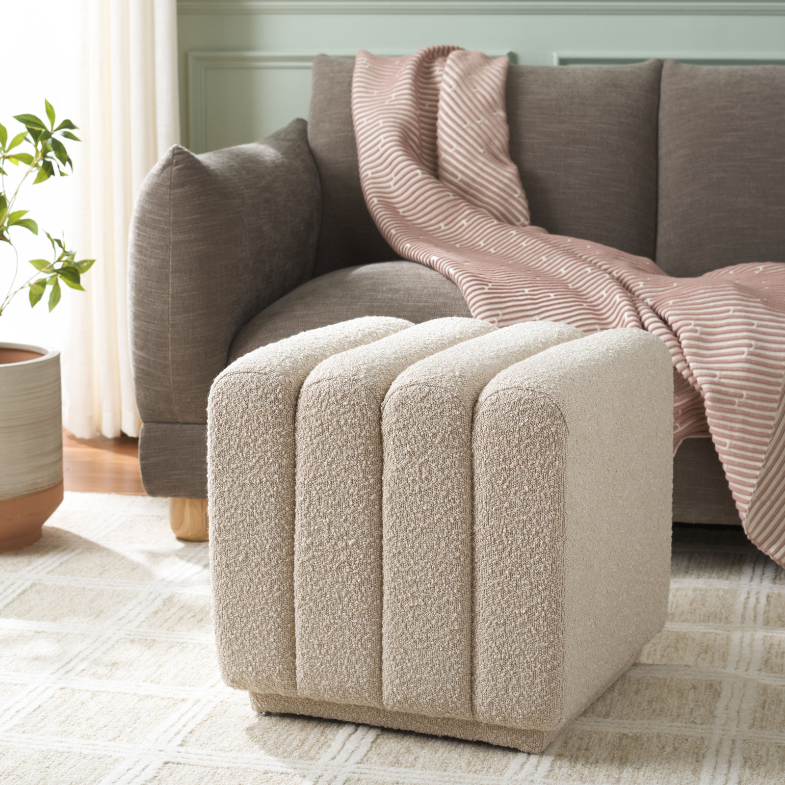 Joseph Square Ottoman, Beige
