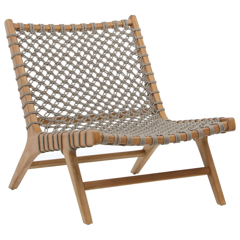 Méridienne d'extérieur en teck avec corde Alacam, taupe, gris
