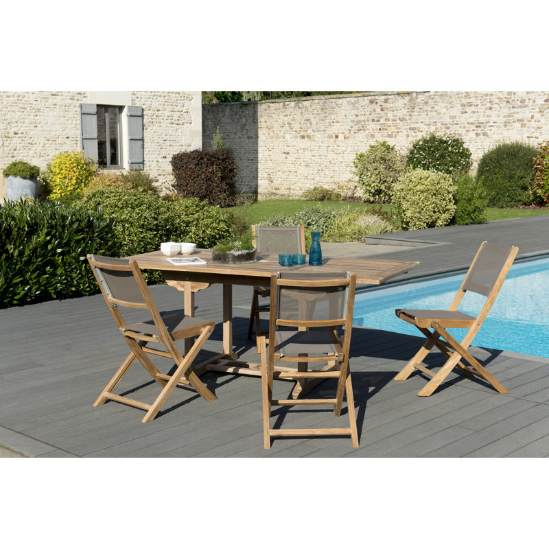 Woehler 4 - Person Teak Wood Patio Dining Set with Rectangular Table