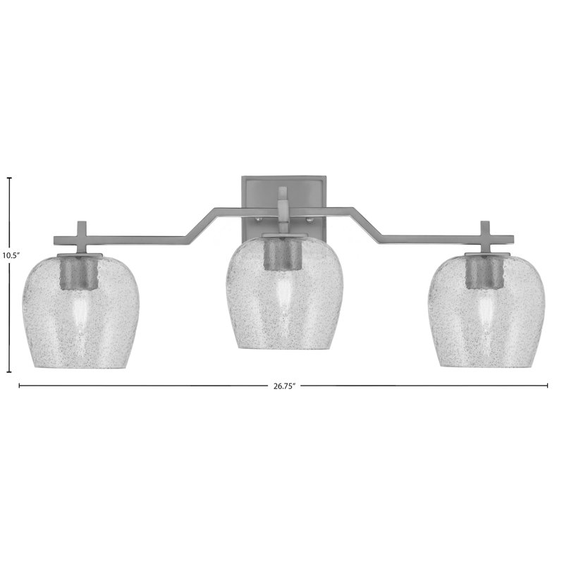 Bar pour salle de bain Headland illustré avec verre à bulles de fumée de 4 po, H 10,5 po x l 26,75 po x P 6,5 po, Nickel