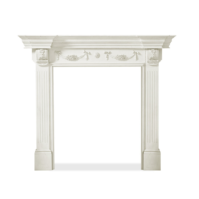 Beige Manufactured Wood Freestanding Fireplace