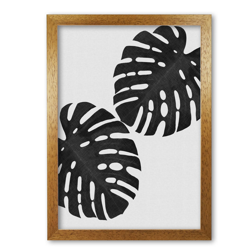 Monstera II - Print, 42 cm H x 30 cm W x 5 cm D, Honey Oak Frame