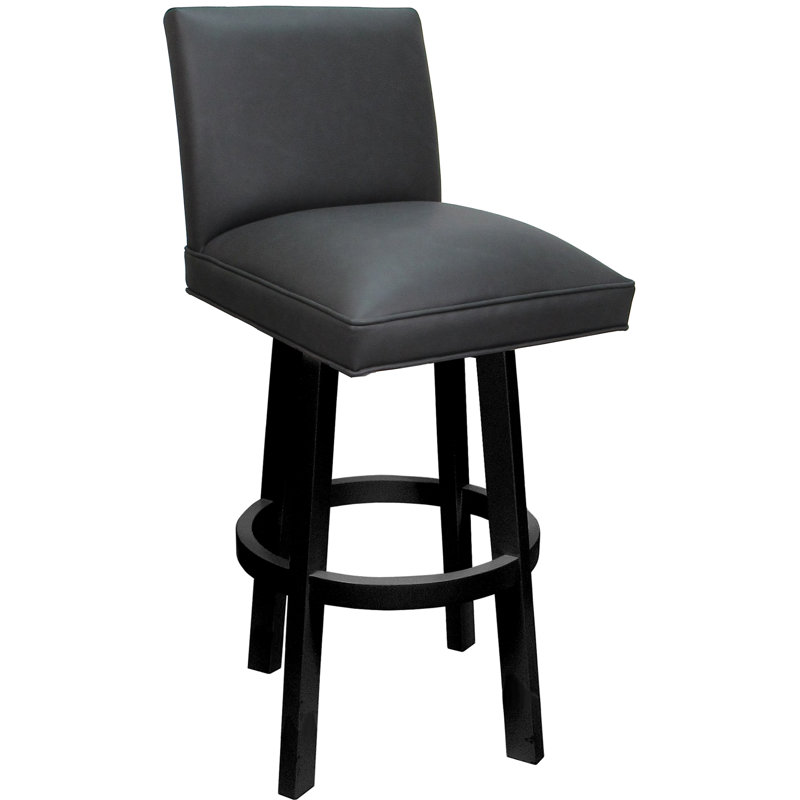 Swivel Wood Bar Stool - 30" Seat Height, Noir, Gris
