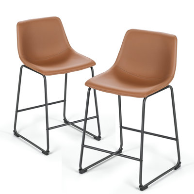 Tabourets de bar à hauteur de comptoir Kathyn, tabourets de bar modernes en similicuir avec pieds en métal