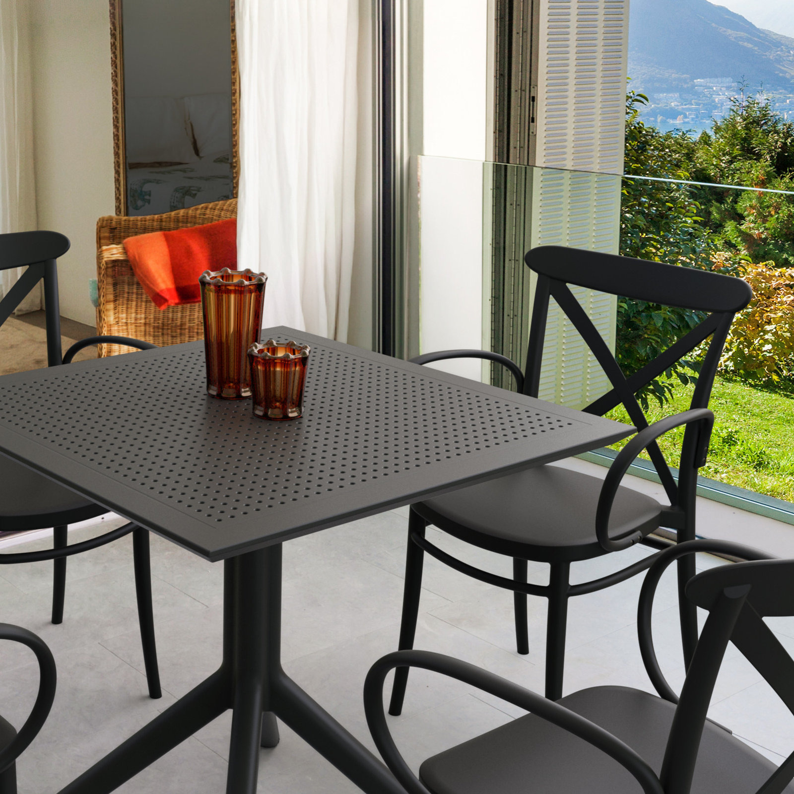 Farrah 29.5 " Patio Dining Table, 29.5" H x 31.5" W x 31.5" D, Black, No