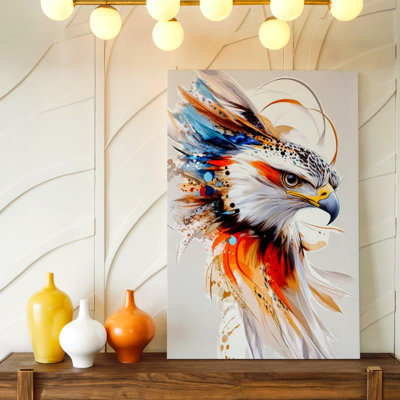 Abstrait tête d'aigle coloré, oiseau moderne, reproduction d'art sur toile, abstrait, oiseau de la faune moderne, décoration pour le salon, chambre, bureau, couloir, galerie, décoration murale