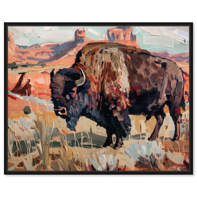 «Bison at Pasture», art mural rétro sur toile par Art Remedy