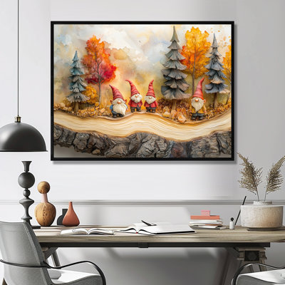 Autumn Gnomes Family Into The Woods III - Abstract Wall Art
