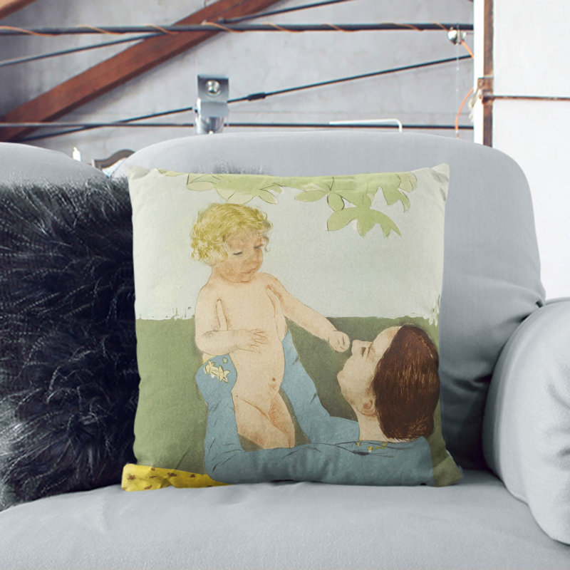 Mother And Child Vol.3 Square Throw Cushion, Black, 40cm H x 40cm W x 15cm D