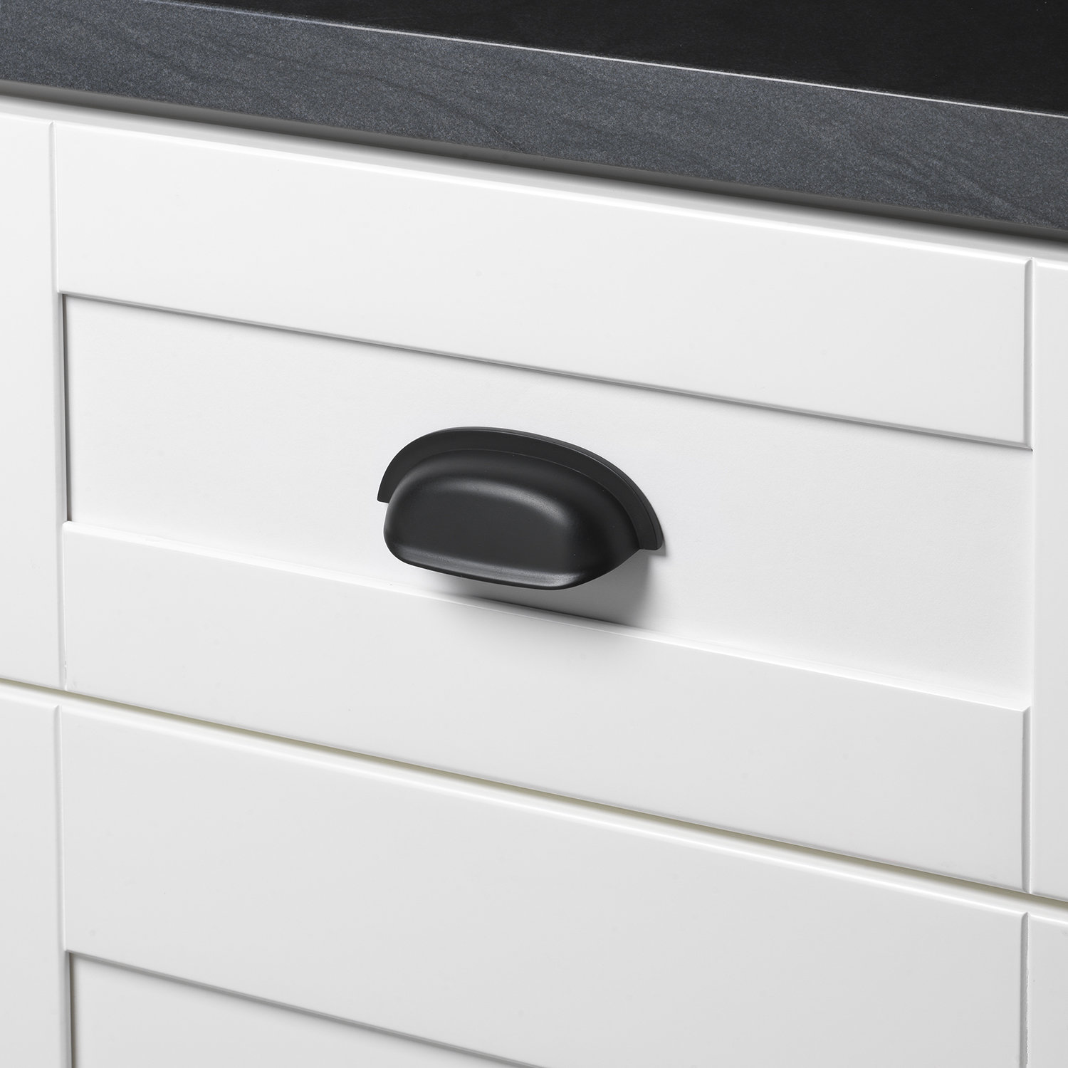 Cup Bin Cabinet Pull, Matte Black