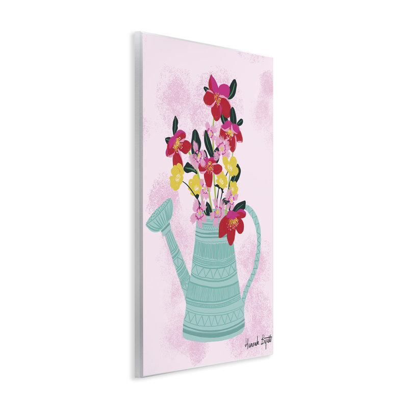 Plaque murale "Flore locale dans un arrosoir", design par Hannah Byatt, H 15 po x l 10 po