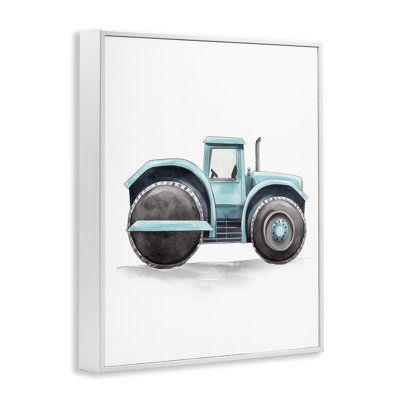 Working Trucks Blue Roller Framed Giclee Art, design by Christine Simpson Art