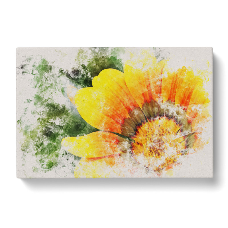 Bright Yellow Flower - Wrapped Canvas Painting, 40cm H x 60cm W x 3cm D