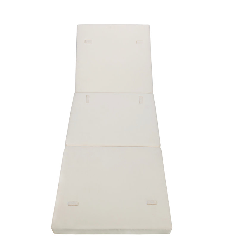 / Chaise Lounge Cushion (Three Folds). Water-, Foam Lined For A Cozy Sit. 27.05"W X 76.78"D 4.01"H, Cream - Three Folds Style. To Elements, Filled Comfort.