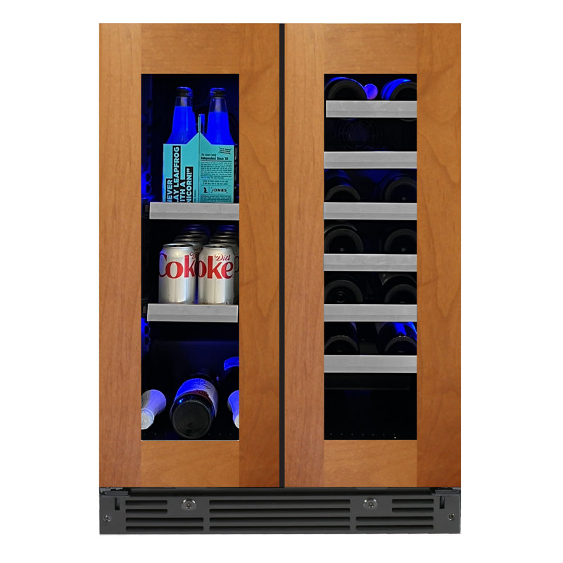 24" Beverage/Wine Double Door Panel Ready Glass