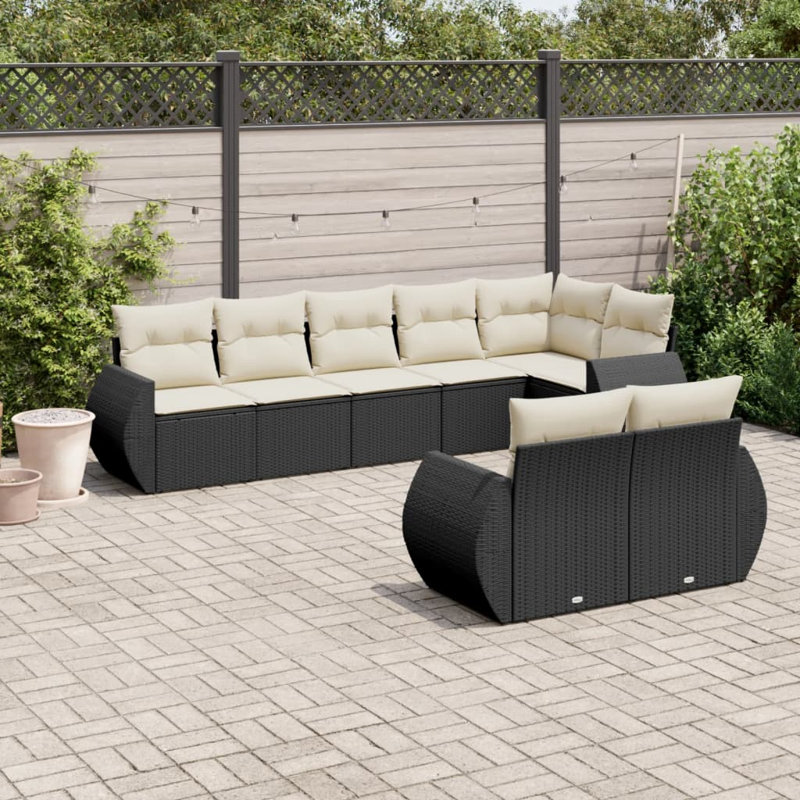 Ensemble de canapé de jardin Vidaxl noir, blanc crème