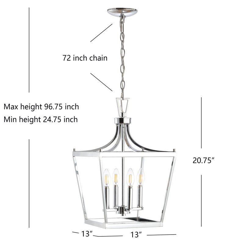 Luminaire suspendu géométrique à 4 lumières Napoli, Chrome poli