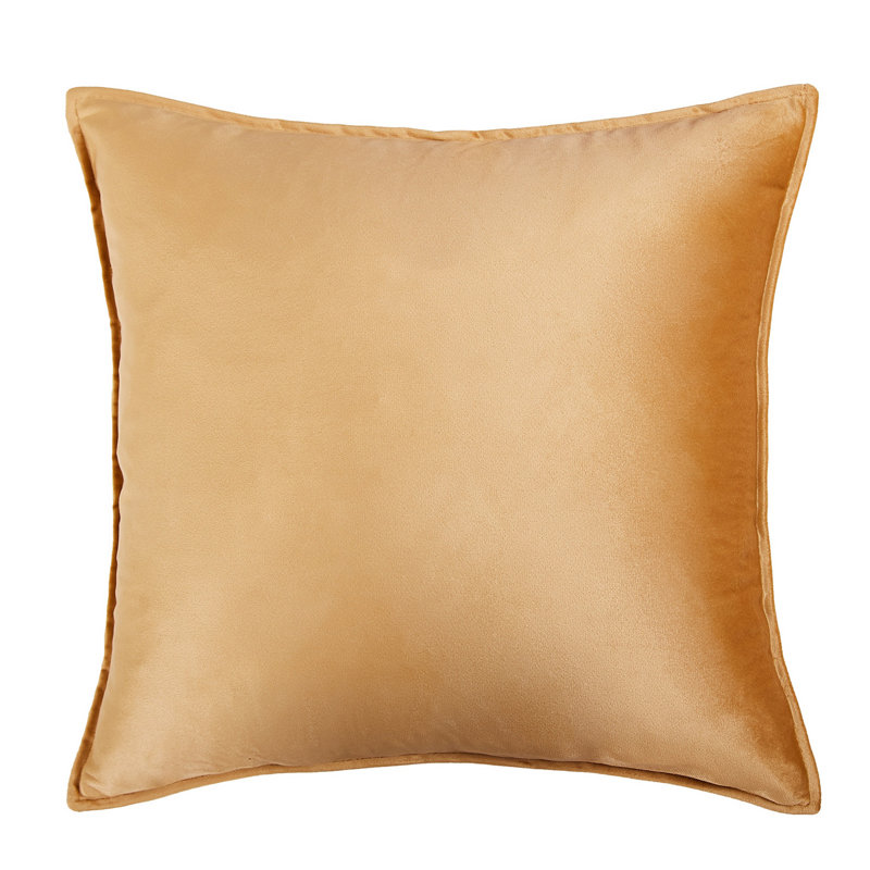 Square Velvet Pillow Cover & Insert, Gold, 18"H x 18"W