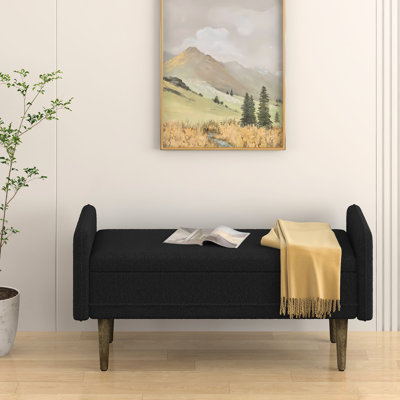 Tabouret de rangement en velours noir - idéal pour les appartements, les salons, les chambres de 45,98 po x 16,75 po x 21,75 po, de style moderne, facile à assembler pour un usage en appartement fonctionnel et facile