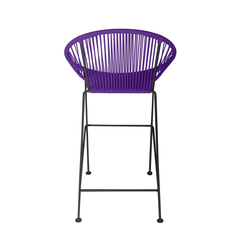 Alaena Puerto Indoor/Outdoor Handmade Bar Height Stool, Black, Purple