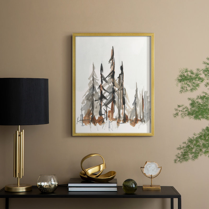 Rustic Evergreen II, reproduction encadrée - bois massif, H 11 po x l 9 po, Doré