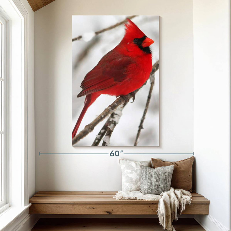 Bouleau Brampt et cardinal, H 51 po x l 34 po