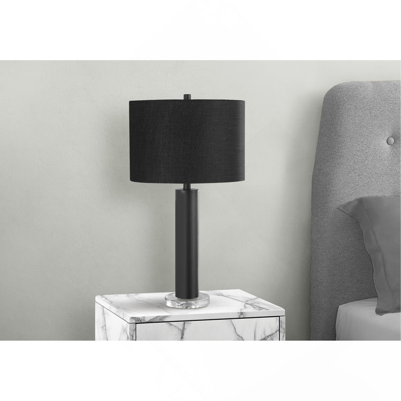 Lighting, H 28 po, lampe de table, métal noir, abat-jour noir, contemporain, Noir, Noir