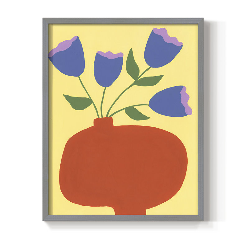 «Modern Blooms III», reproduction encadrée - bois massif, H 21 po x l 17 po, Gris