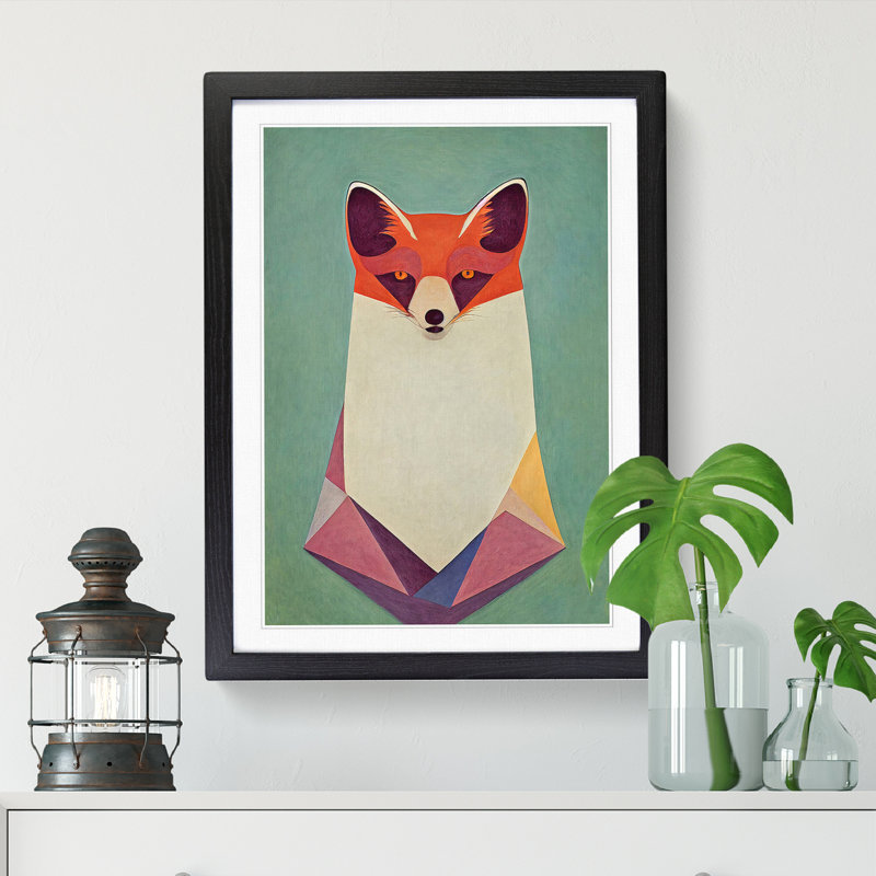 Bust Of A Fox - Single Picture Frame Print, Black Framed, 34cm H x 25cm W x 2cm D