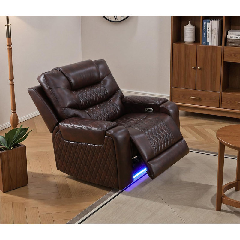 Dark Brown Breathing Leather Recliner Chair