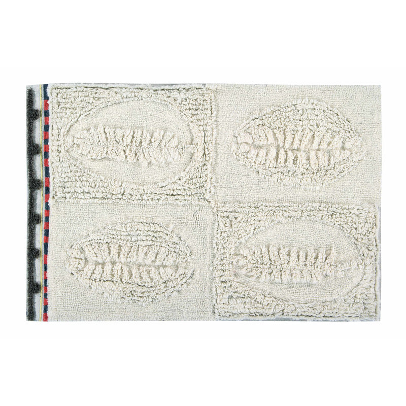 Africa Hand Tufted Wool Area Rug in Cream/Brown, Rectangle 2'8" x 4'