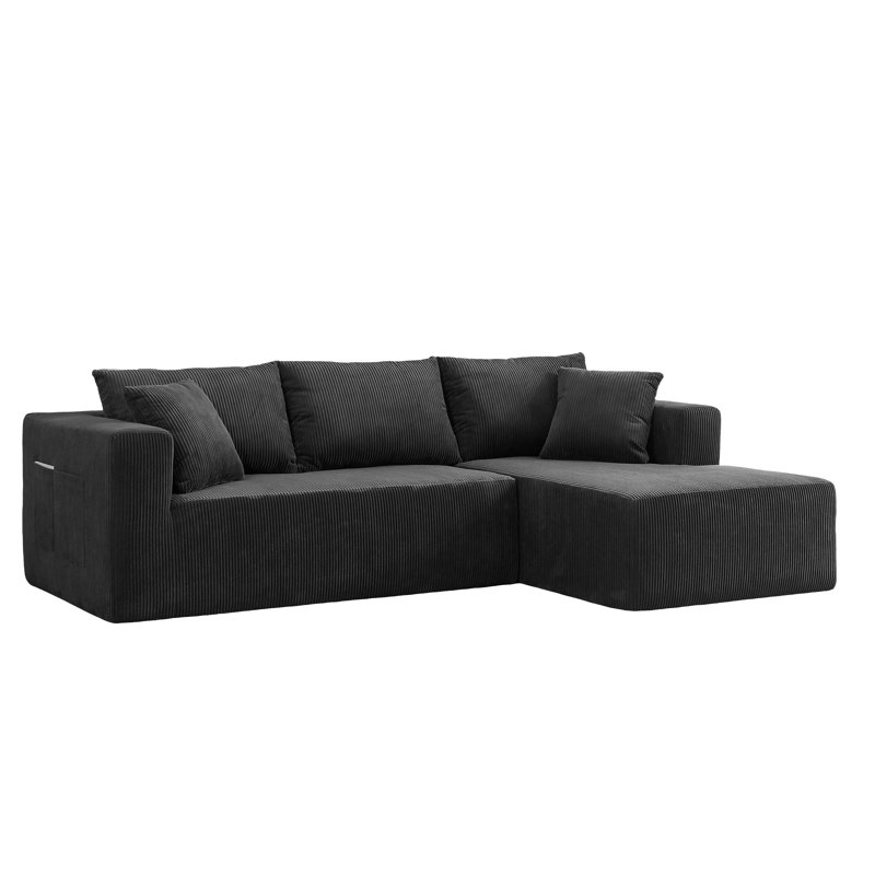 Canapé modulaire en L de Boneless Latitude Run®, Noir, noir, noir, noir