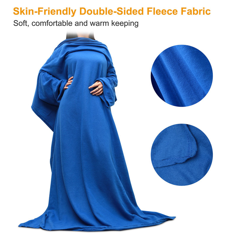 Couverture en molleton portable avec douillettes douillettes et douillettes Microplush, Bleu