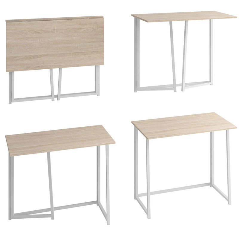 31.5” Small Folding Table, Beige/White