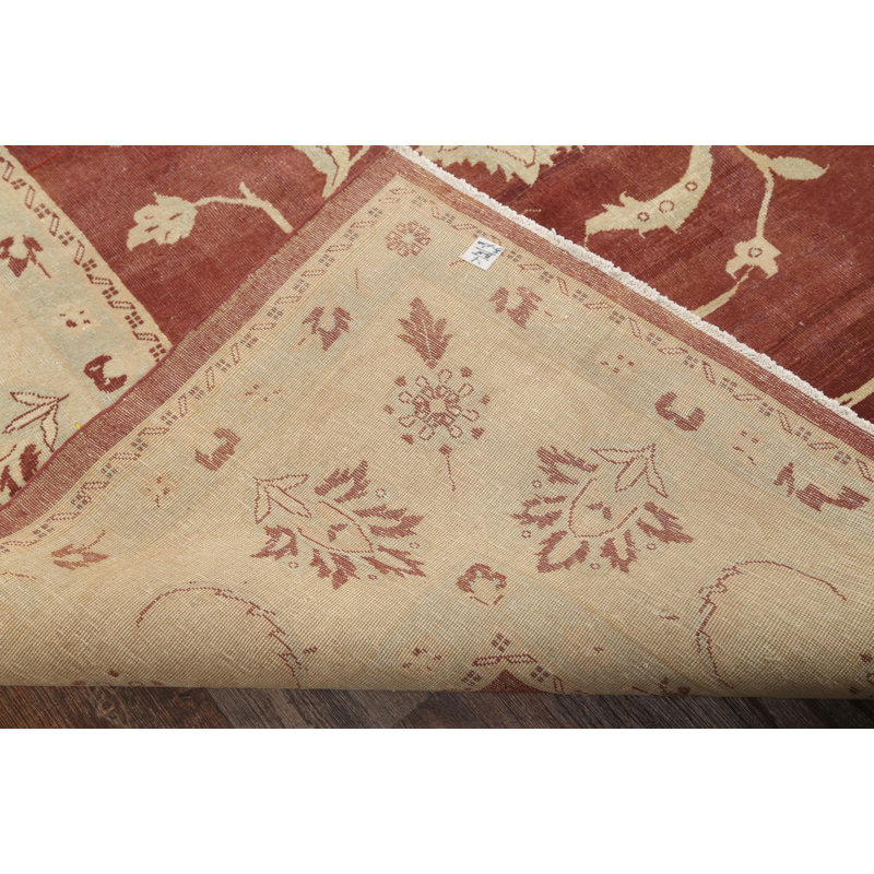 Tapis unique en laine noué à la main Oushak rouge / bourgogne de 10 pi 3 po x 13 pi 8 po Nilsu
