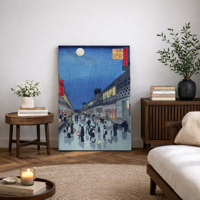 «Night Street Scene in Edo», œuvres d'art de ville historique, impression sur toile encadrée