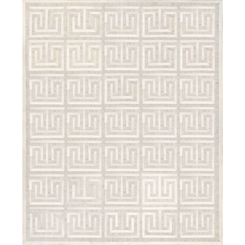 Rectangle Galaxy Geometric Handmade Cowhide Area Rug inMulticolor, Rectangle 8' x 10'