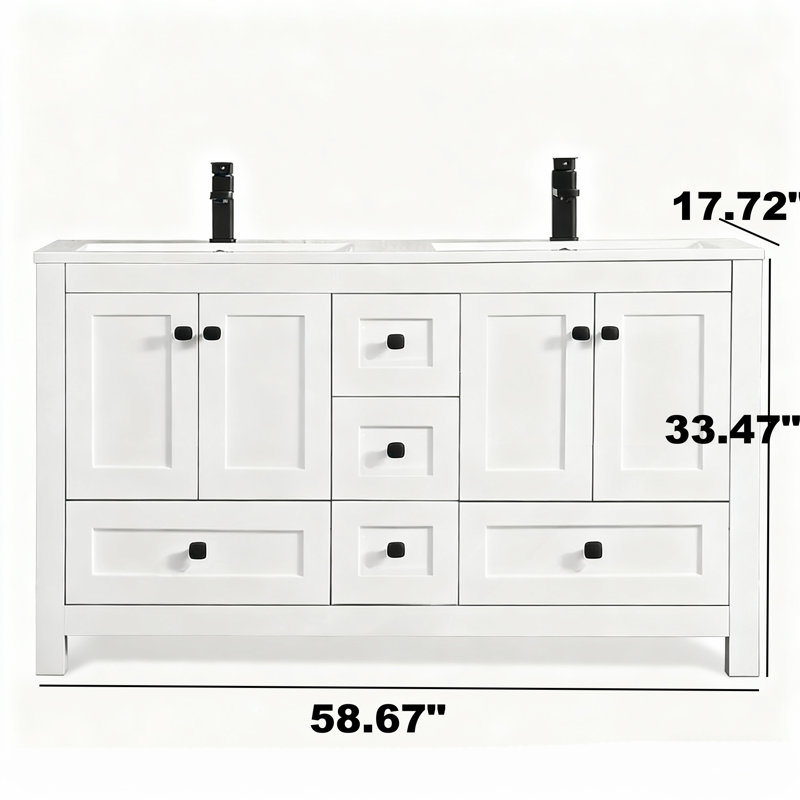 Meuble-lavabo simple 60 po Modern, blanc, sans lavabo