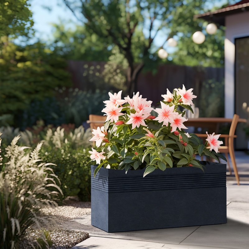 Boîte à fleurs en ciment Jaacov, Gris granite