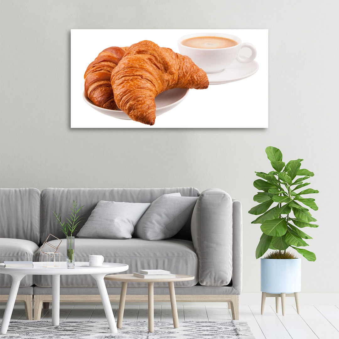 Croissants und Kaffee - Ungerahmte Kunstdrucke auf Leinwand