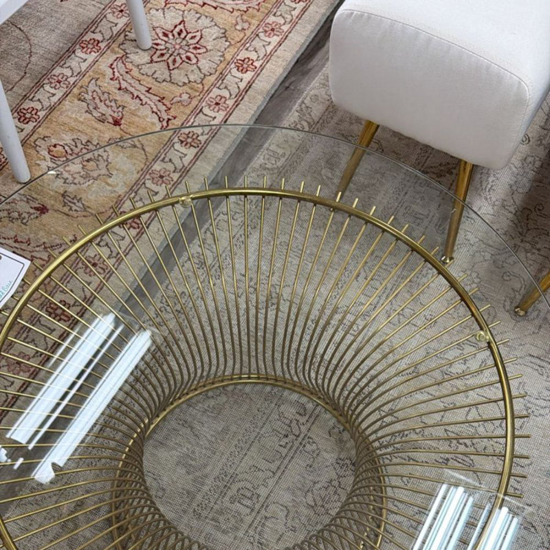 Lydie Glass Coffee Table, Gold