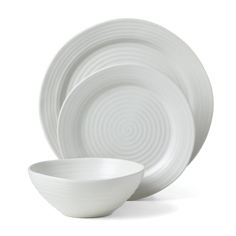 Ridge 12 Piece Dinnerware Set, White