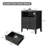 Nightstand Set of 2 with Charging Station, 22" fluted set Bedside Table with 2 Drawers, Open Shelf, Rounded Top & Solid Wood Legs,Black-120830564-121084130