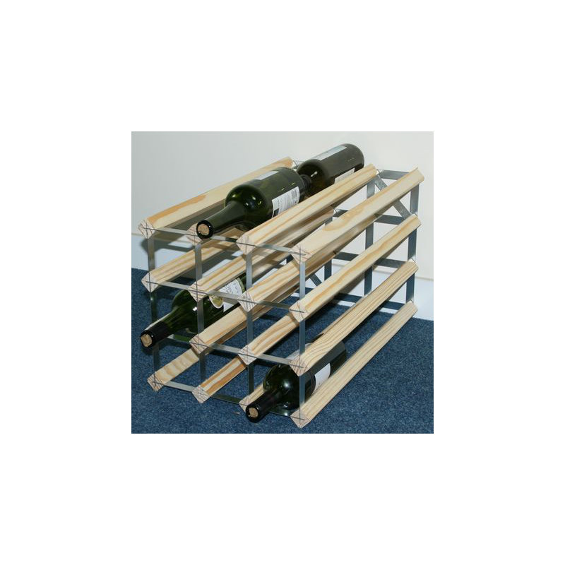 24 Bottle Floor Wine Bottle Rack, Natural Pine