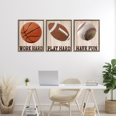 Ensemble de cadres flottants 3 pièces Motivational Sports Words, design par Marcus Prime